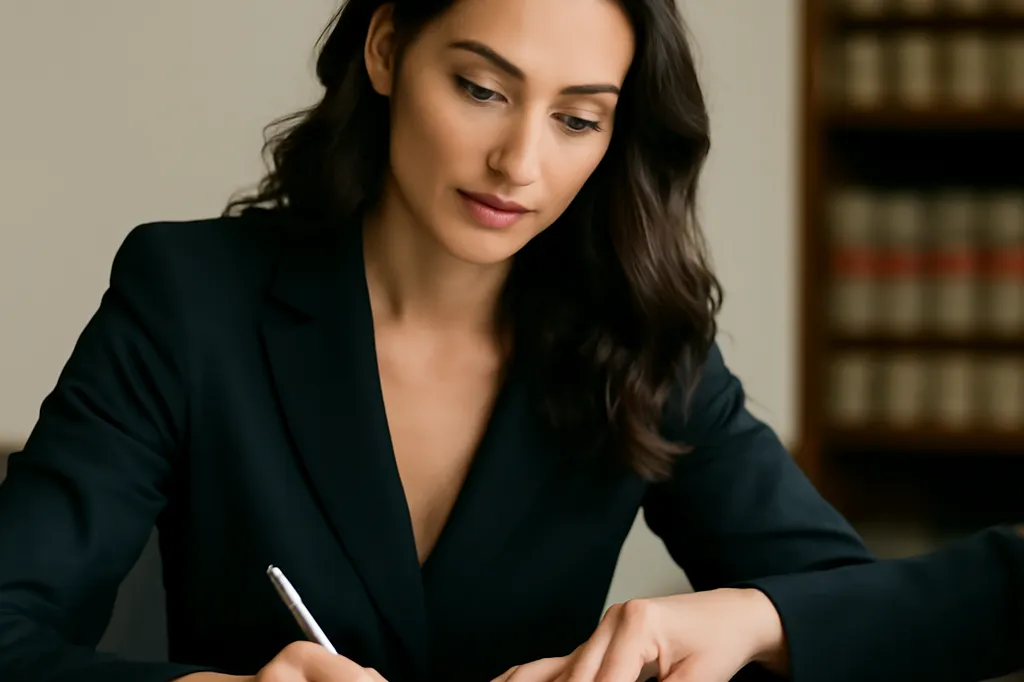 Avocate accompagnant la signature d'un document lié au titre de séjour après un divorce binational