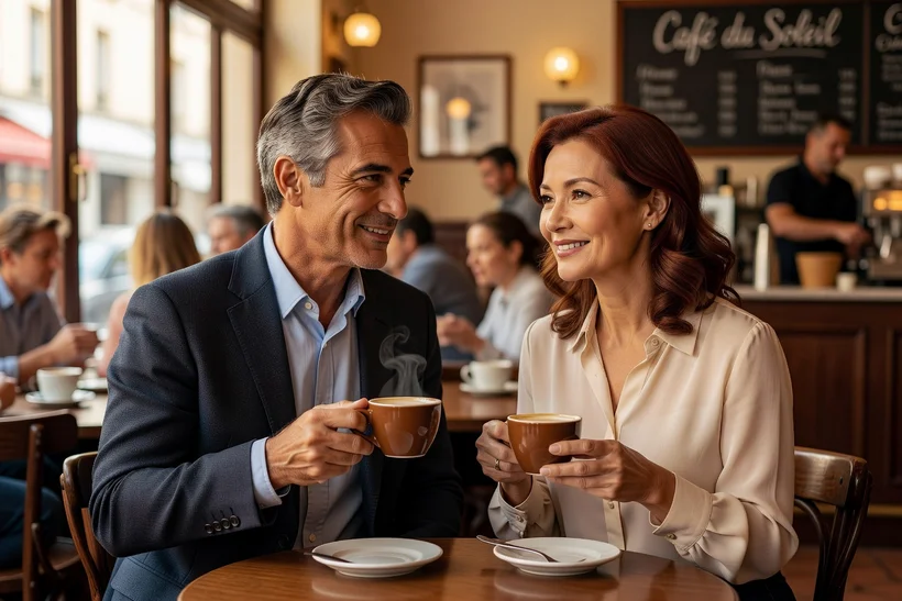 Rencontre dans un café public sécurisé à l’étranger