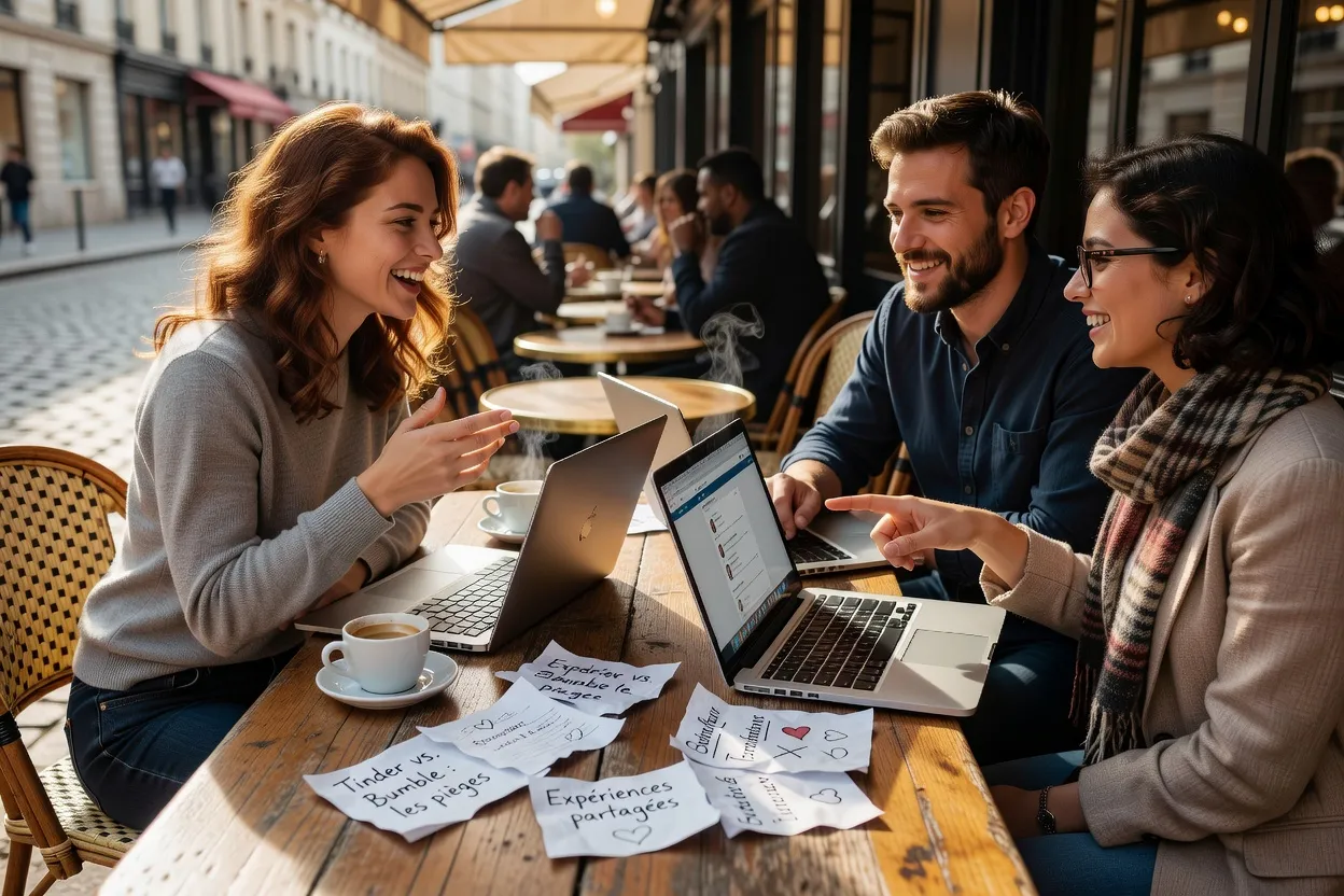 Célibataire hésitant entre plusieurs applications de rencontre sur son smartphone